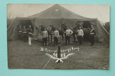 Ansichtskarte Foto AK Kassel 1908 III Reserve Übungs Komp Soldaten Pferde Militär Ortsansicht Hessen